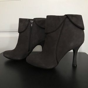 Dark Grey Suede Heel Booties